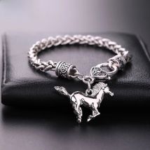 My Shape Punk Horse Charm Pendant Bracelet Wheat Chain for Men Women Zinc Alloy Bracelets Bangle Horse Jewelry bracelet cheval
