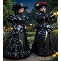 Historical Victorian Prom Dress With Ruffles Cap Long Sleeve Enchantress Gothic Witch Evening Dress Formal Rococo Customized