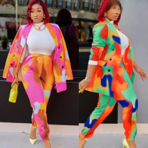 Customized 2 Two Piece Set African Fall Clothes for Women Vetement Femme 2023 Jogging Track Suits Dashiki Print Tops + Pants Set