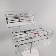 Large Capacity Pandora Bead Bracelet Charm Display Tray Case Acrylic Organizer Storage Box Pendant Trollbeads Holder Stand 6 Rod