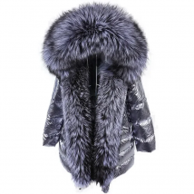Maomaokong 2025 Winter Luxury Real Fox Raccoon Fur Collar Down Jacket Women Hooded Warm Puffer Coat Waterproof Outerwear Parkas