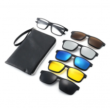 6 In 1 Polarized Sunglasses Men Women Magnetic Clip On Glasses TR90 Optical Prescription Eyeglass Frames Magnet Clips