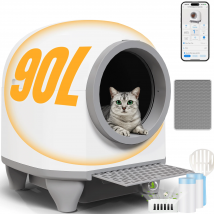 HOMALL 90L Ultra-Großvolumen Automatisches Katzenklo, Duftgeruchsbekämpfung, Intelligente APP-Steuerung Vollständig geschlossen