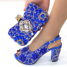 Summer Italian Latest Design Ladies Luxury Rhinestone High Heel Shoes and Bag Set To Go To Wedding Christmas Party Wear