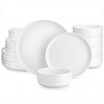 Set di stoviglie in porcellana ceramica da 18 pezzi serie MALACASA Luna con 6 piatti per cena/dessert, set di stoviglie per ciotole per 6