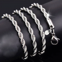 925 Sterling Silver Popcorn Twisted Chain Necklace for Men Women Birthday Gifts Party Jewelry 2MM 3MM 4MM Width 16-30 Inches