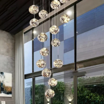 New Modern Spiral Chandelier Indoor Light Living Room Villa Loft Dining Room Kitchen Chandelier Crystal Ball Stair Ceiling Light