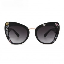 Retro Oversized Women Cat Eye Sunglasses Brand Leopard Decor Letter Pattern Frame Square Men Sun Glasses Gradient Shades Eyewear