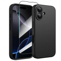 2 IN 1 Phone Case for iPhone 16 15 14 13 12 11 Pro Max Plus Protection With Screen Protector Glass Silicone Shockproof Cover