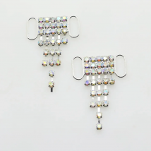 2017 New 10Pcs 10*35MM AB Color shiny Bikini Rhinstone connector/ buckle metal chain for swimming wear bikini decorstion