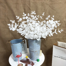 16-Fork Artificial Flowers Eucalyptus Grass Eucaly Green Plant Home Wreath Decoration Christmas White Flower DIY Wedding Bouquet