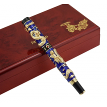 Handmade Jinhao Cloisonne Double Dragon Fountain Pen Iridium EF/F/M/Bent Nib Advanced Craft Writing Business Graduate Gift Pen