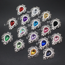 10pcs 26*32MM alloy rhinestone acrylic button clothing DIY decorative bow wedding decoration accessories