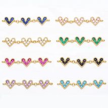 OCESRIO Multicolor Heart Pendants for Necklace Gold Plated Cubic Zironia Copper Heart Bar Charm for Jewelry Making pdta740