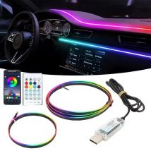 2 in 1 Car Interior Ambient Light Symphony App Remote Control Fiber Optic Neon Auto Dashboard Decorative Lights Atmosphere Lamp
