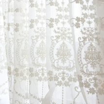 1PC Embroidered White Tulle Sheer Curtains for Living Room Luxury European Lace Voile Yarn Window Bedroom Door Floral Drapes