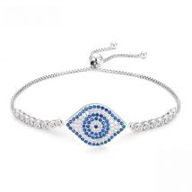 Kaletine 925 Sterling Silver Bracelet Delicate Cubic Zircon Blue Lucky Evil Eye Charm Tennis Bracelets For Women Jewelry KLTB023