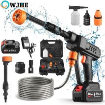 OWJHE Lavatrice elettrica ad alta pressione senza fili Funzione 6in1 Lavaggio auto Pistola a spruzzo d'acqua da giardino Lavatrice Batteria al litio