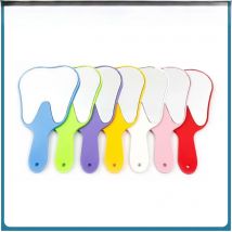 GULPOOE 1Pcs Dental Mouth Examination Mirror with Handle Cute Tooth Shaped Mirror Unbreakable Patient Hand Mirror Dentistry Gift