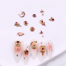 10pcs Nail Art Alloy Rhinestones Decorations Moon Magic Wand Various Shape Nail Charms Jewelry Luxury Shiny Strass Accessories