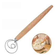 WALFOS Stainless Steel Danish Dough Mixer Cake Bread Pastry Dough Mixer Stick Egg Beater Tool Mixing Tool Oak Handle