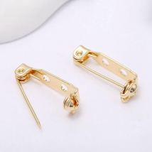 4 Types 14K Real Gold Plated Brass Metal Brooch Base Safety Clasp Brooches Pins For DIY Making Brooch Accessories