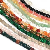 Natural Stone Faceted Square Shape Beading Agates Crystal Scattered Beads for Jewelry Making DIY Necklace Bracelet Accessories