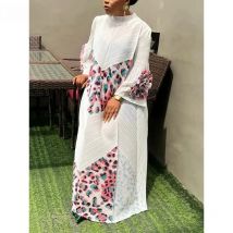 GGHK Women Embroidery Dress 2025 Spring and Autumn New Round Neck Long Sleeve Printed Design Loose Large Size Female Dresses