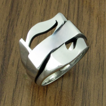 Punk 316L Stainless Steel Silver Color Black Biker 7 Seven Lucky Ring Men's Motorcycle Club Ring