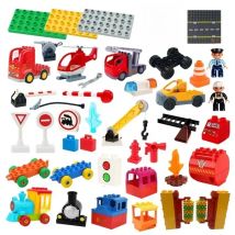Big Building Blocks Compatible Large Bricks Road Plate Car Parking Pole Fuel Station City Traffic Kids Educational Creative Toys