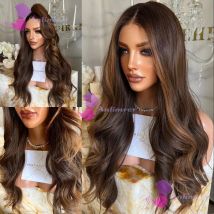 Body Wavy 5x5 Silk Top Wigs Balayage Dark Brown Highlight #2/6 Mix Colored Human Hair Pre Plucked 13x6/360 Lace Frontal Wigs