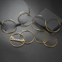 Sipuris Stainless Steel Personalized Customize Name Hoop Earrings Jewelry For Women Girls Circle Earring Fashion 30-60 MM