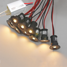 10pcs Small Recessed LED 1W Downlight 12V Foco Spotlight Home Ceiling Stairs Walkways Cabinet Decor Spot Bulb Light with Driver