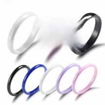 2pcs/Set Colorful Healthy Smooth 2mm Ceramic Rings For Women Waterproof Jewelry Minimalist Wedding Gift Never Fade Never Scratch