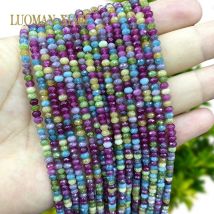 Natural Stone 3x4MM Faceted Tourmaline Chalcedony Flat Rondelle Loose Spacer Beads for Jewelry Making Diy Bracelet Accessories