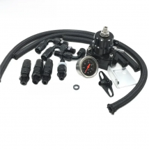 Universal Adjustable Fuel Pressure Regulator Oil 100psi Gauge AN 6 Fitting End-Black