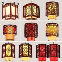 Chinese Style Antique Wood Pendant Lights Restaurant Dining Room Hanging Lamp LED Lighting Fixtures Living Home Decor Luminaire