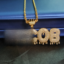 Grandbling Crowned Drip Letter Customized Name Necklace Personalized Word Pendant Ins Hot Sell Hip Hop Jewelry