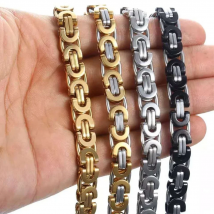 Stainless Steel Men Plated Gold Silver Chain Necklace Male Brake Flat King Rock Fashion Hand Accessory Drop Shipping