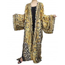 European Fashion Women‘s Silk Printed Full Length Swimwear Kimonos Oversize Vacation Sexy Lady Bikini Cover Up Muslim Kaftan