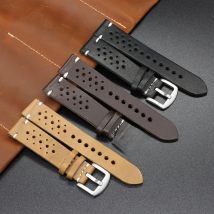 Genuine Leather Watch Band Black Brown Coffee Color Rally Watch Strap Replacement Watchbands 18mm 20mm 22mm