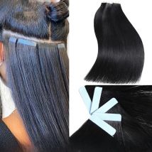 Queen Hair Official PU Tape In Hair Skin Weft Hand Tied PU Adhesives Raw Human Hair Extensions Invisible Seamless Tape Straight