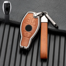 Alloy+Leather Car Remote Key Shell Key Case Cover for Mercedes Benz C Class W205 E Class W212 A B S GLC GLA GLK Car Accessories
