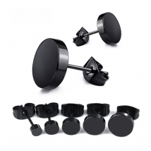 1 pair Stainless Steel Stud Earrings for Women Men Black/steel color Round Titanium Earrings Punk Gothic Fashion Ear Jewelry