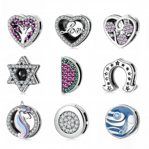 Romantic 925 Sterling Silver heart round shape Sparkling CZ clips Beads Fit Original Reflections Charm Bracelet Jewelry making