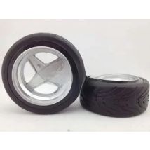 Pre-Glued 4pcs 1/10 Touring Tires Tyre Wheel Rim Classic3S(Painting Silver) 6mm offset fits for 1:10 Touring Car 1/10 Tire