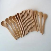 10Pcs/Set 5.1inch Wooden Spoon Ecofriendly Tableware Bamboo Scoop Coffee Honey Tea Spoons Stirrer Dessert Honey Soup Cutlery