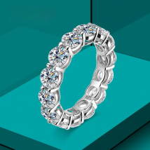 Knobspin 5mm 7ct D Color Moissanite Ring 925 Sliver Plated with White Gold Wedding Band Eternity Band Engagement Rings For Women