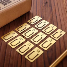 12pcs Copper Bookmark Retro Brass Metal Bookmarks For Midori Traveler's Notebook Monthly Planner Accessories Vintage Stationery