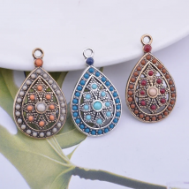 12pcs 18*30mm Bohemia Style Metal Seed Beads Charms vintage Pendant DIY Jewelry Earring Making